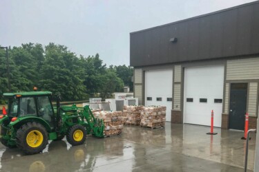 Michigan Fuelwood firewood bundles outside state park loading dock